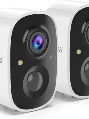 Outdoor Wireless Security Camera – 2K Battery Powered, Color Night Vision, AI Motion Detection, Siren Alarm (2-Pack)